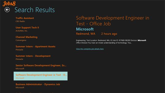 Jobs8 screenshot 1