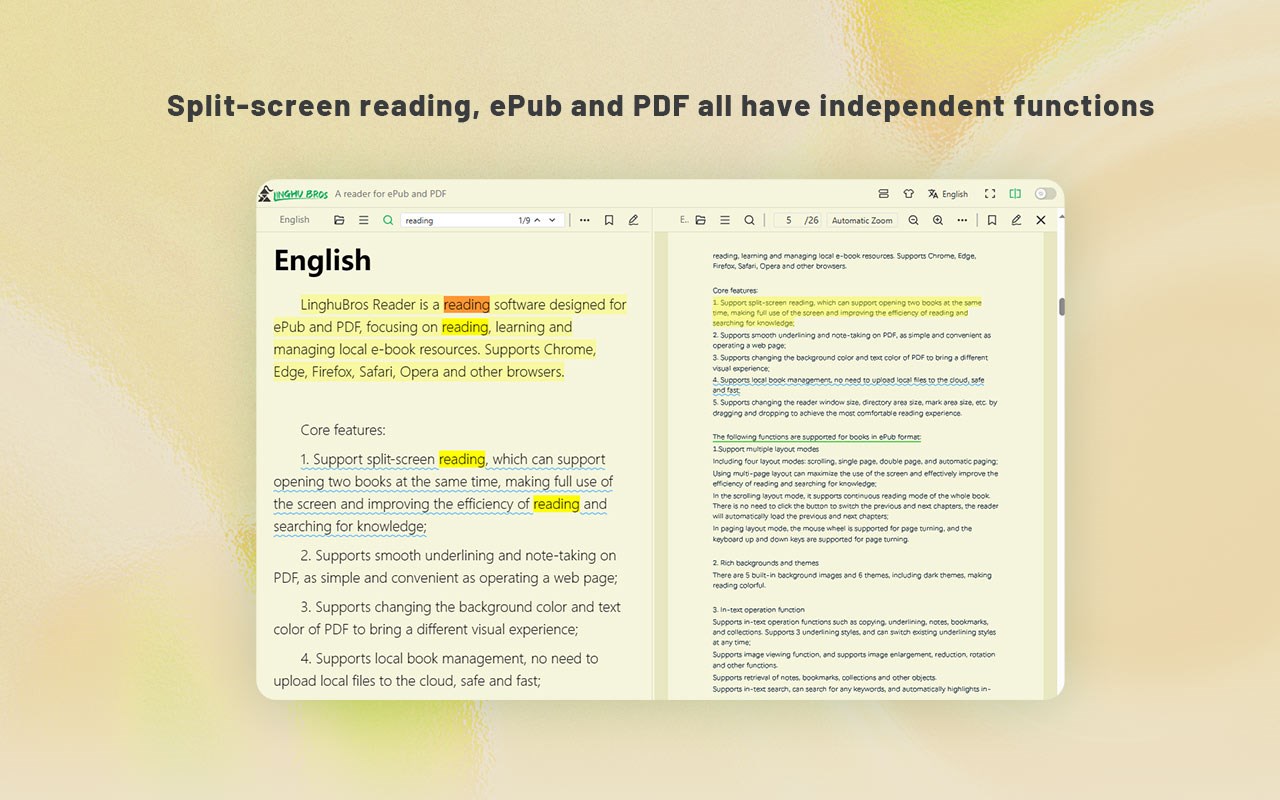 LinghuBros Reader for ePub and PDF