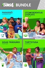 The Sims™ 4 Skoj utomhus Bundle – Paradisö, Utomordentlig uteplats, Soliga trädgårdsprylar, Tvättstugeprylar