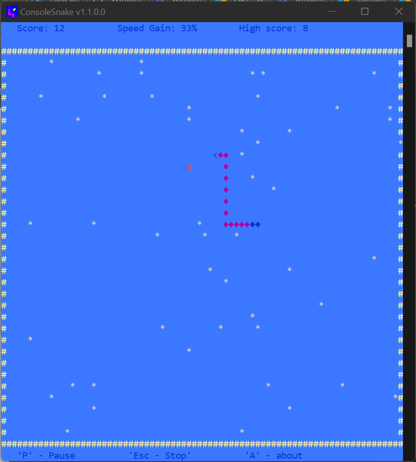 Console Snake (Windows) Podle: Tzur Paldi