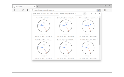 World Clock - Multiple Time Zones in Toolbar Popup