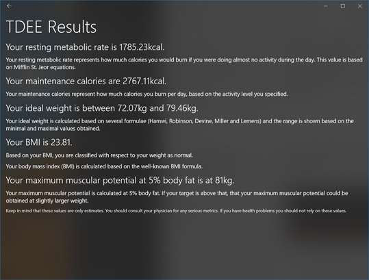 TDEE Calculator for Windows 10 PC Free Download - Best Windows 10 Apps