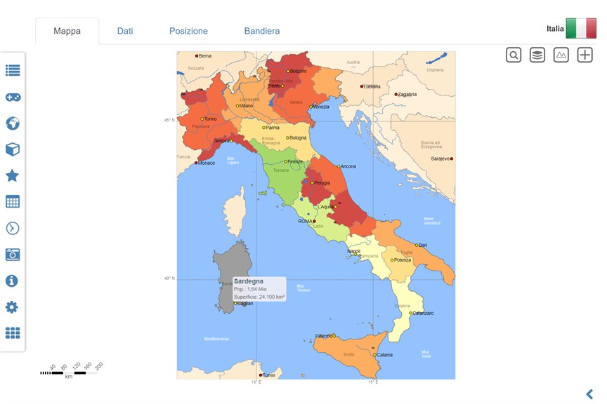 Atlante mondiale  mappa del mondo MxGeo Pro: app educativo per la geografia