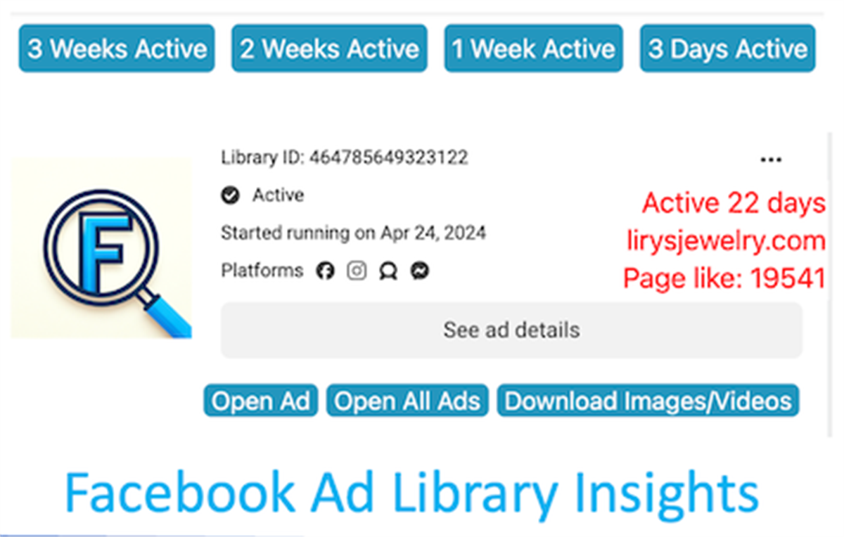 Facebook Ad Library Insights - Filter ADs,Download HD-Videos