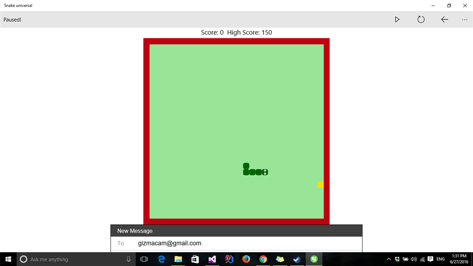 Snake universal (Windows) 由: Ayush_Garg