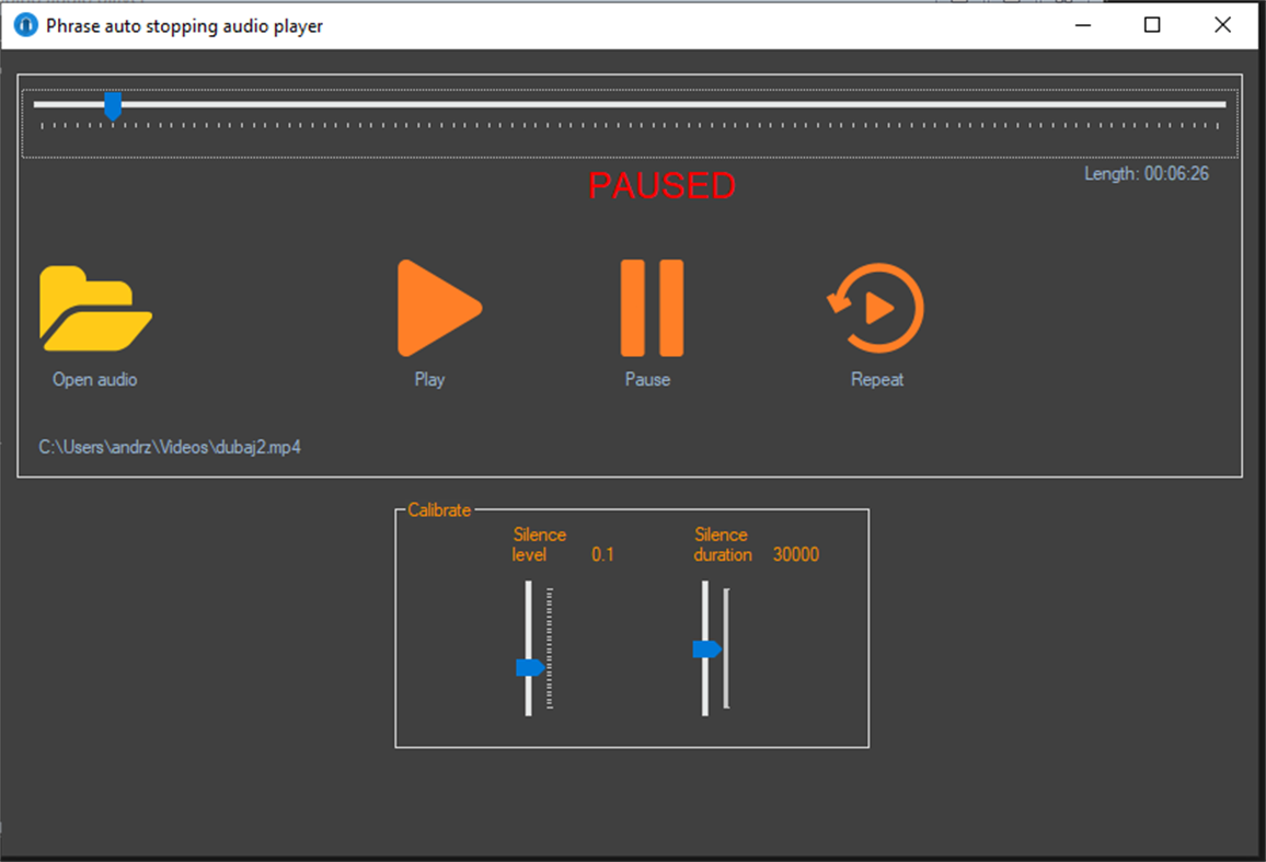 #3. Phrase auto stopping audio player (Windows) Door: QSMobi