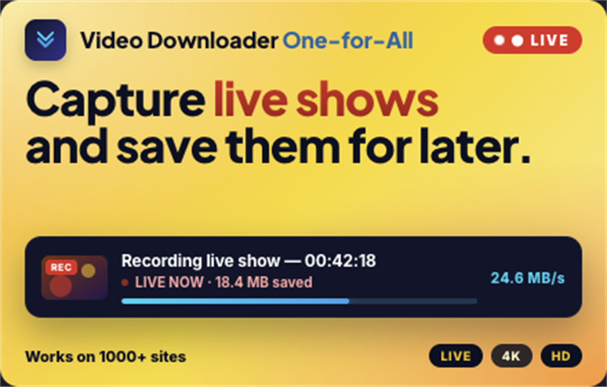 Video Downloader One-for-All: Live Recorder