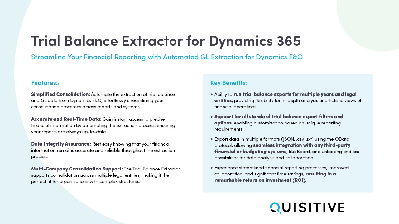 Snapshot 1 of Trial Balance Extractor for Dynamics 365