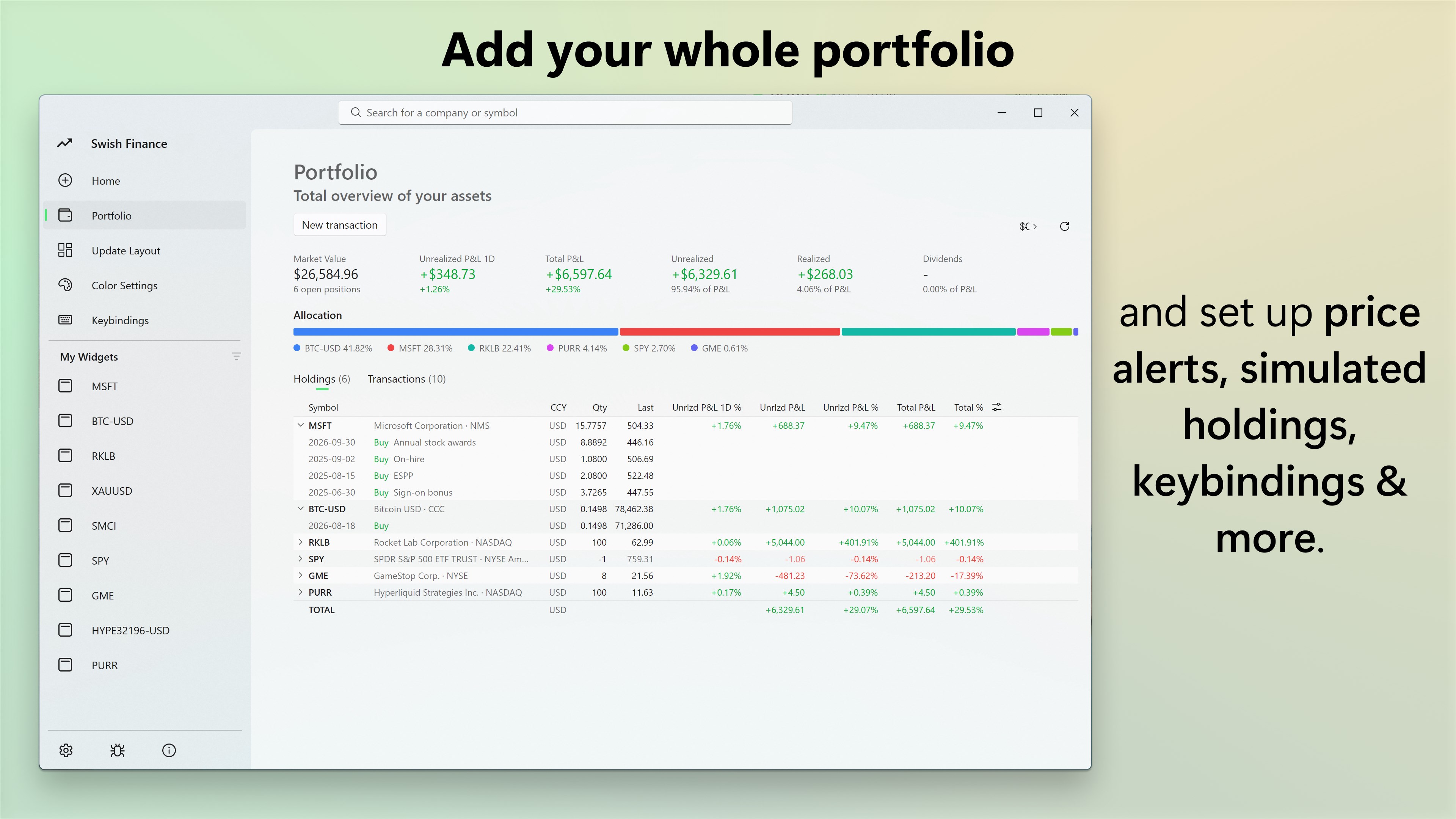 Swish (Stock Desktop Widget) screenshot