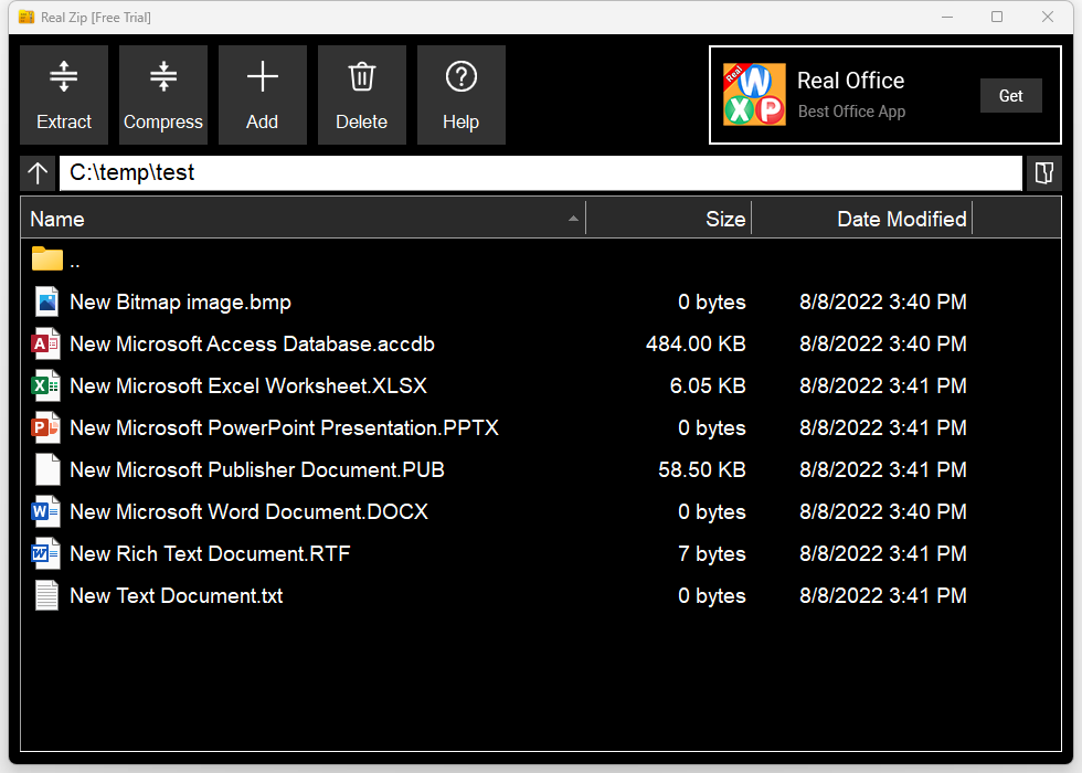 Real Zip screenshot