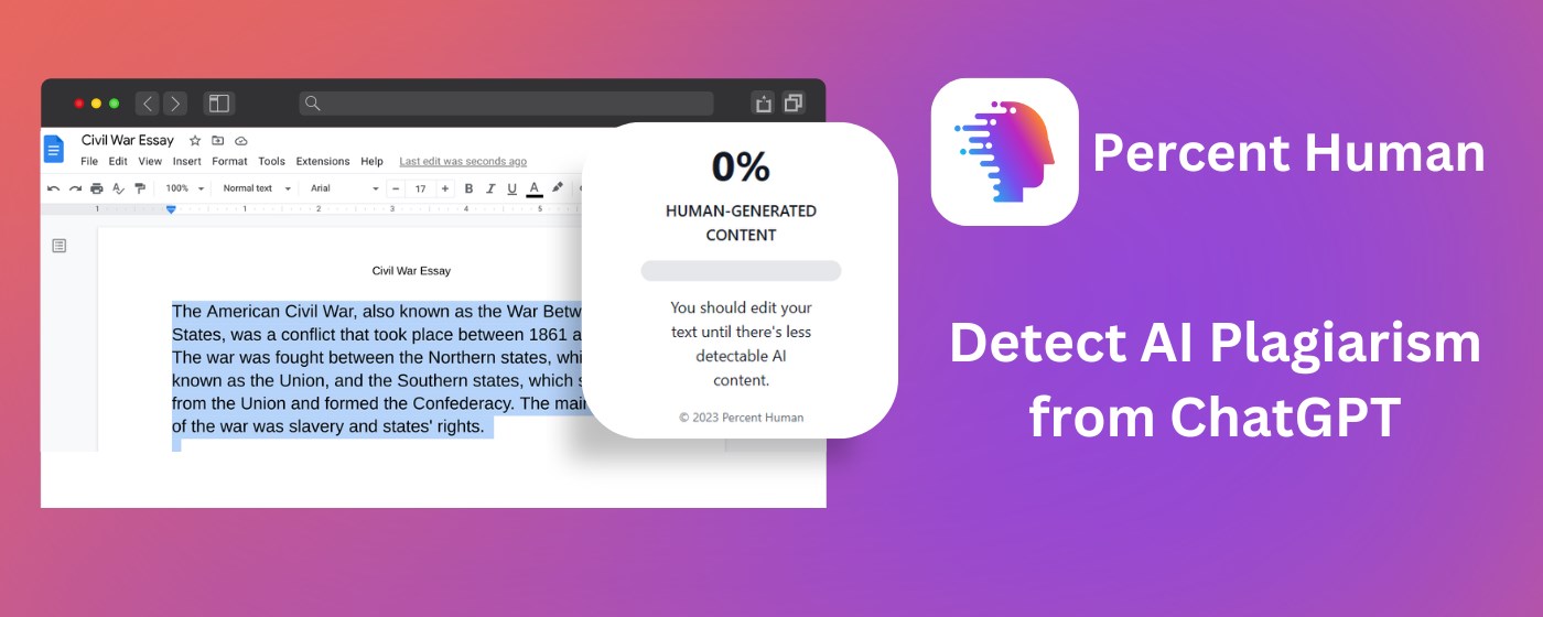 Percent Human: Detect ChatGPT AI Content marquee promo image