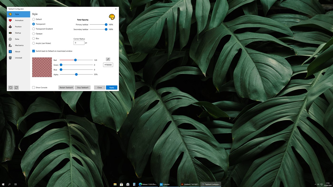 #6. TaskbarX (Windows) 作者: Chris Andriessen