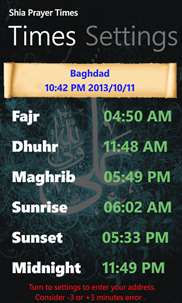 Shia Prayer Times screenshot 1