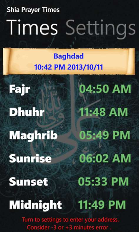 Shia Prayer Times Screenshots 1