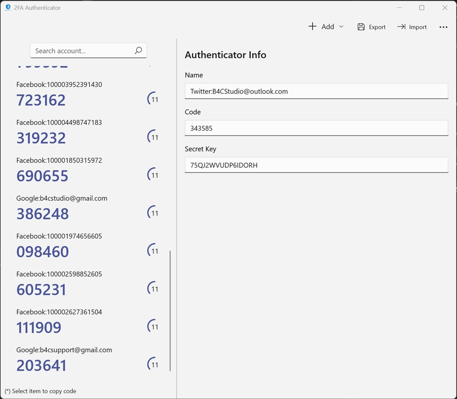 #2. 2FA Authenticator (Windows) By: B4C Studio