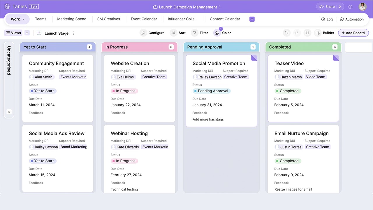 Snapshot 3 of Zoho Tables