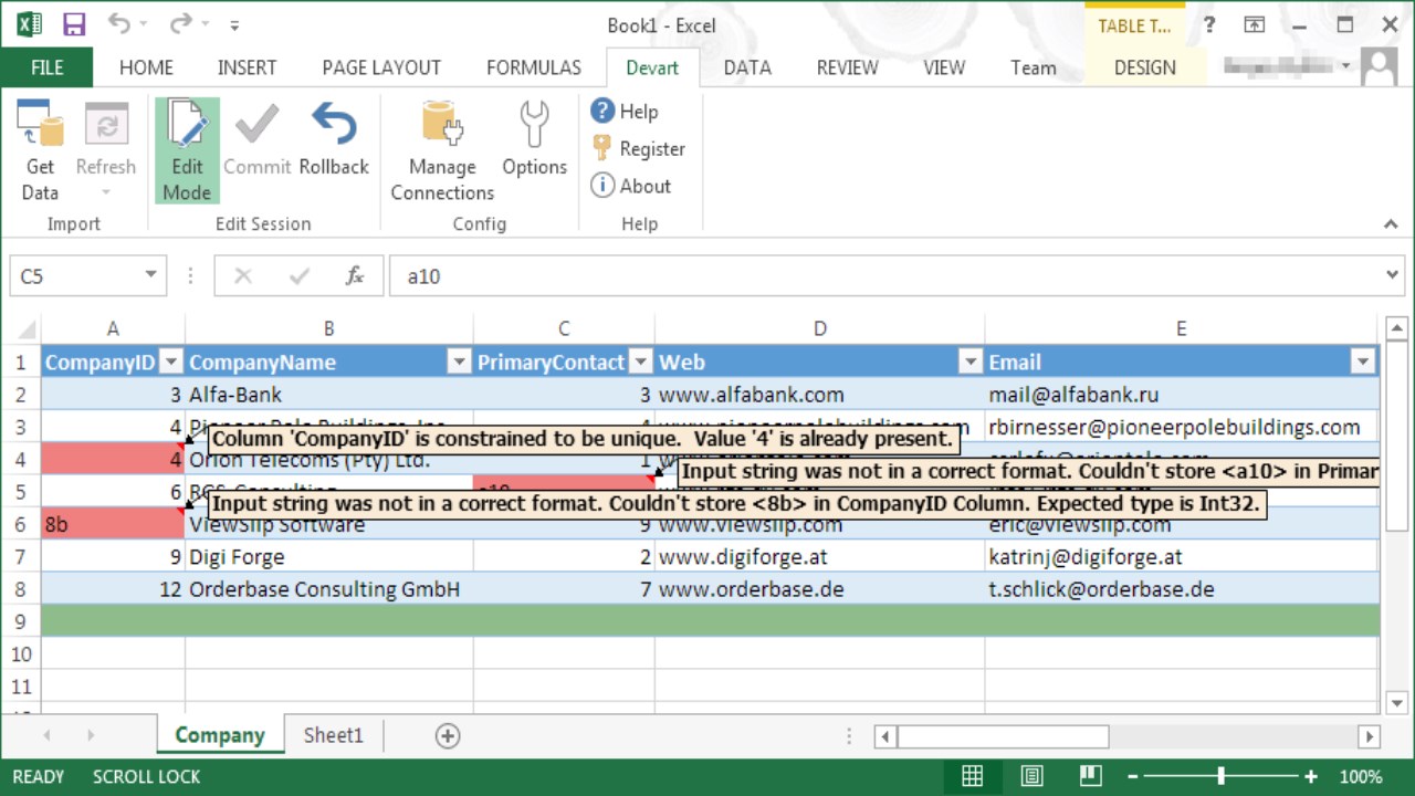 Snapshot 5 of Devart Connector for PostgreSQL from Excel