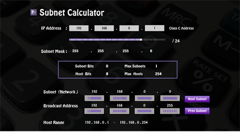 Screenshot: IP Subnet Calculator
