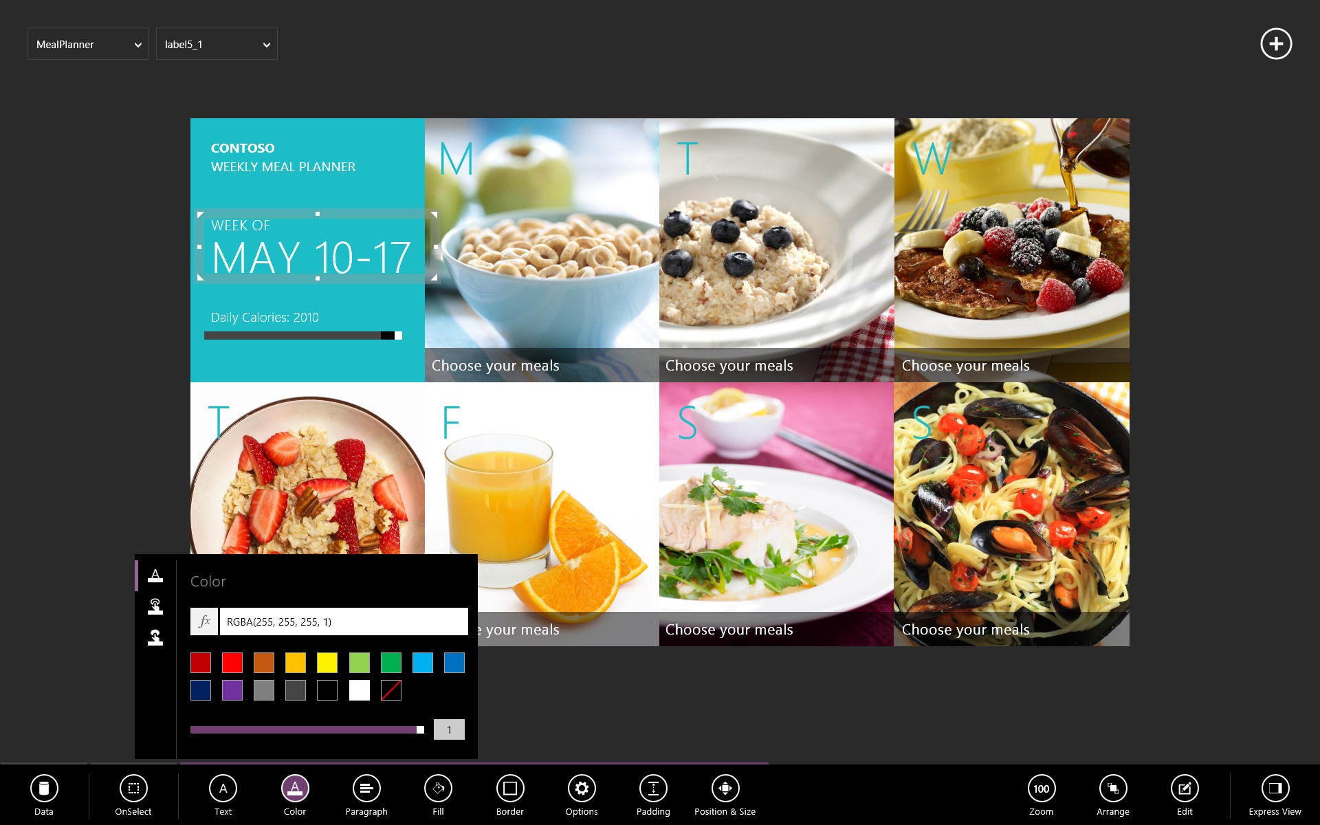 Screenshot: Easily modify screens and visuals by editing their Design, Data, or Behavior properties