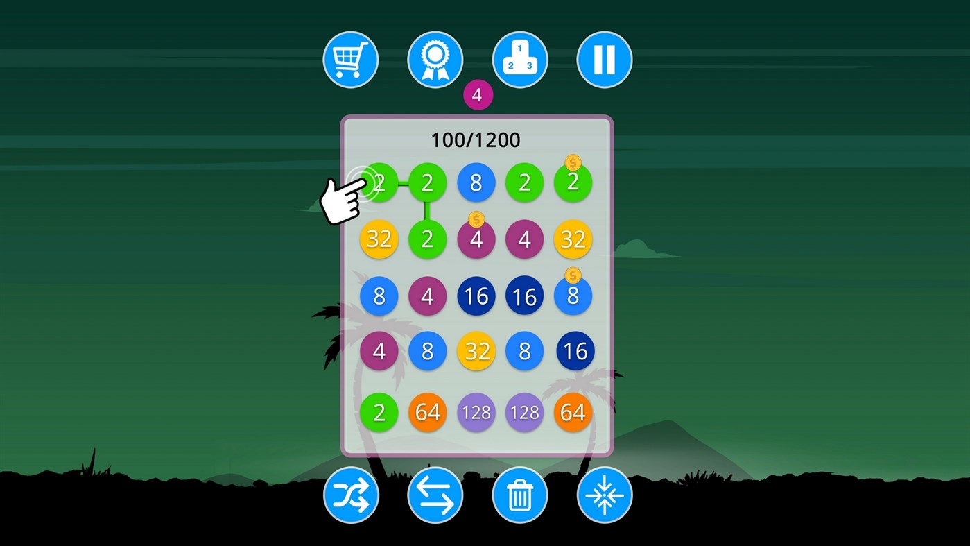 #1. 2-4-8 : link identical numbers (Windows) Podle: Playtouch