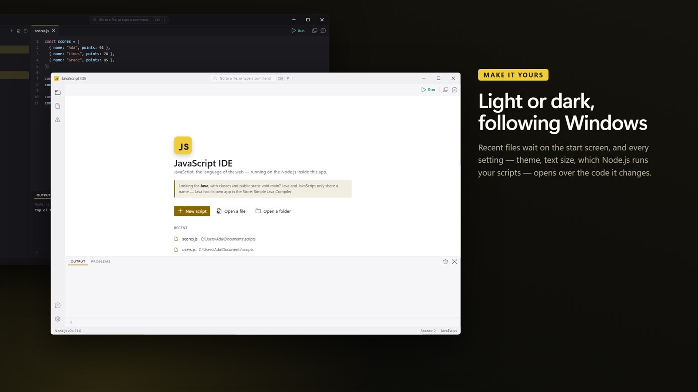 #6. Simple JavaScript Runner (Windows) De: EvlarSoft LLC
