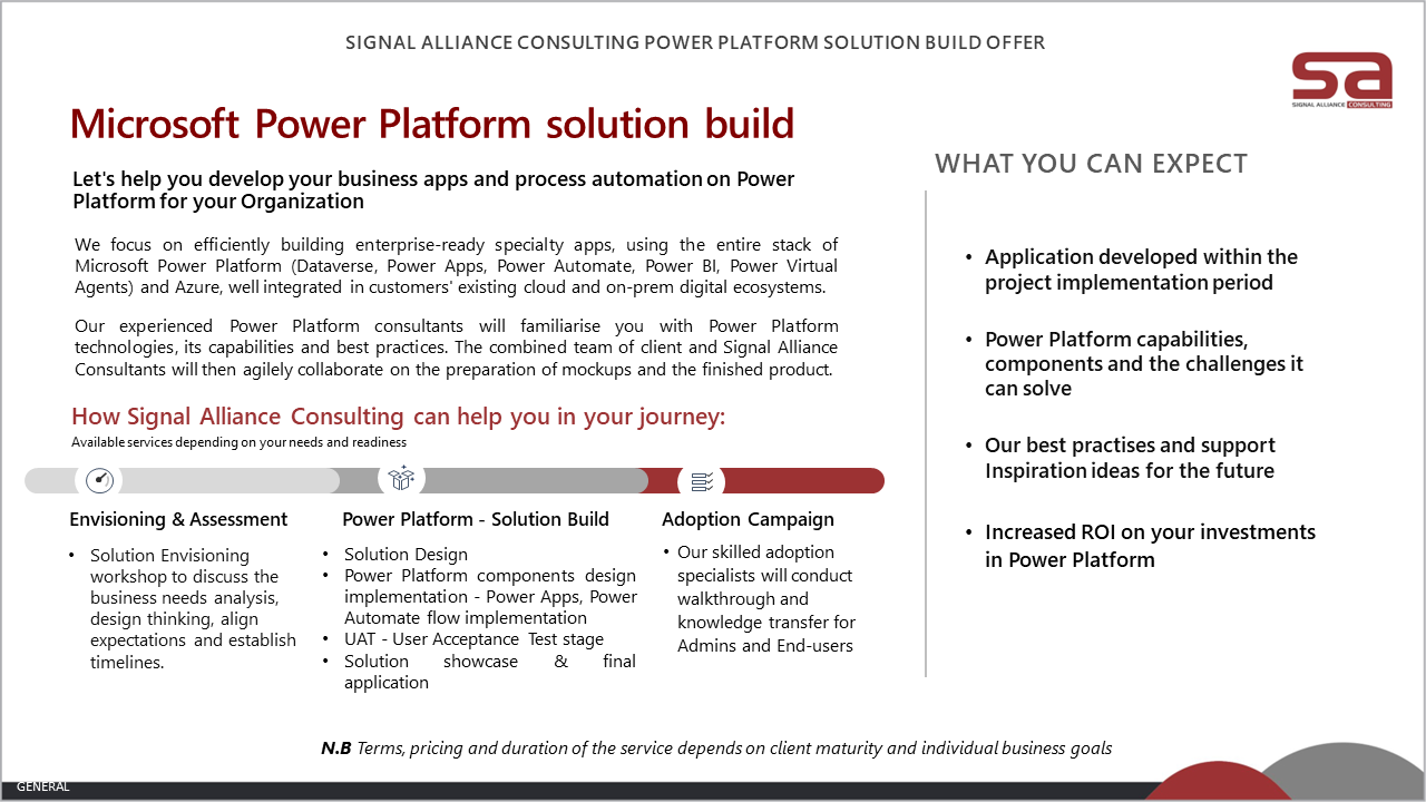Snapshot 1 of Microsoft Power Platform Solution build: 4-weeks Implementation