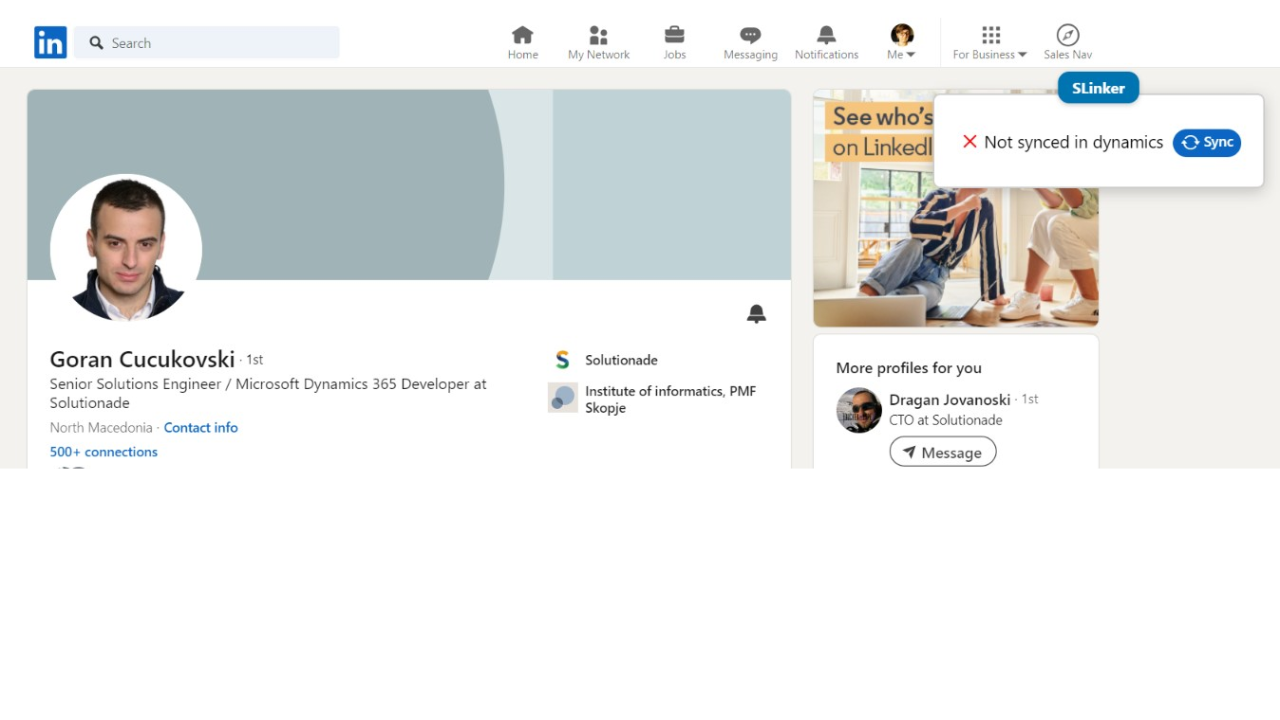 Snapshot 1 of Slinker for Dynamics 365 by Solutionade