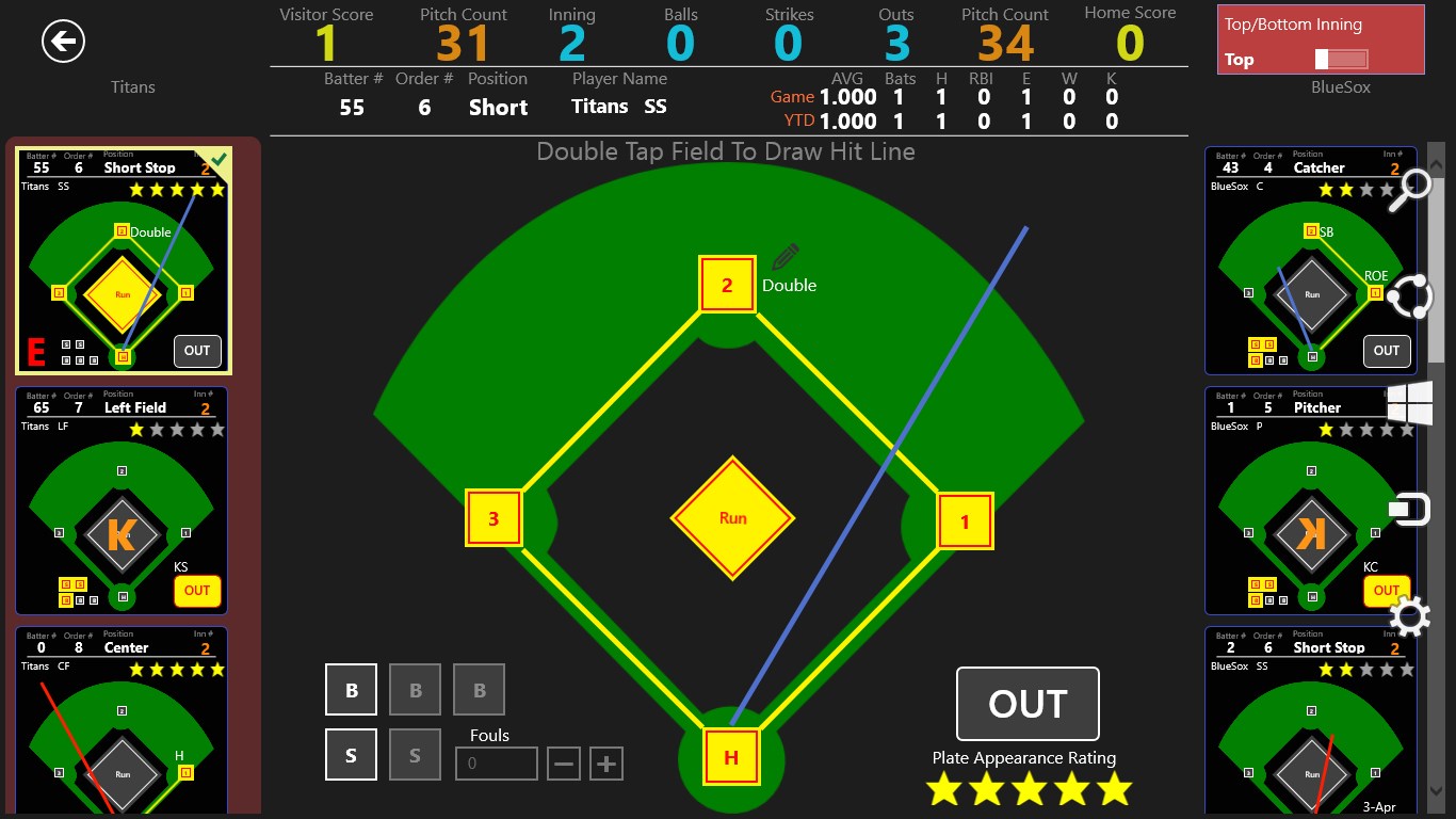 METRO Baseball Scorebook for Windows 10