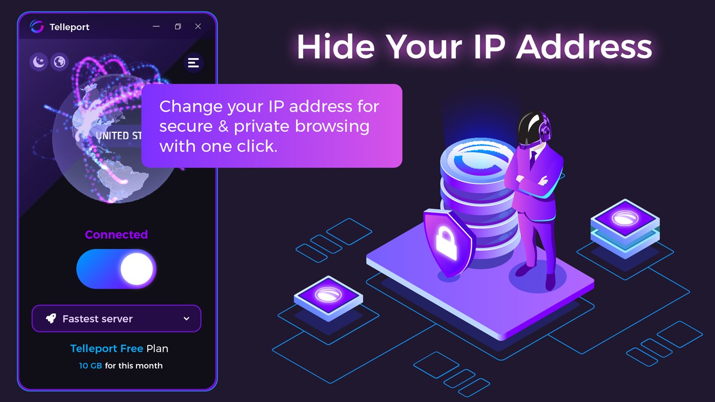 #4. Telleport - Best Free VPN (Windows) Podle: Telleport LLC