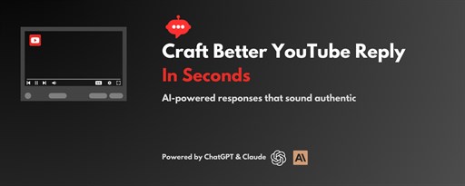 YtReply: ChatGPT Comment Assistant for YouTube marquee promo image