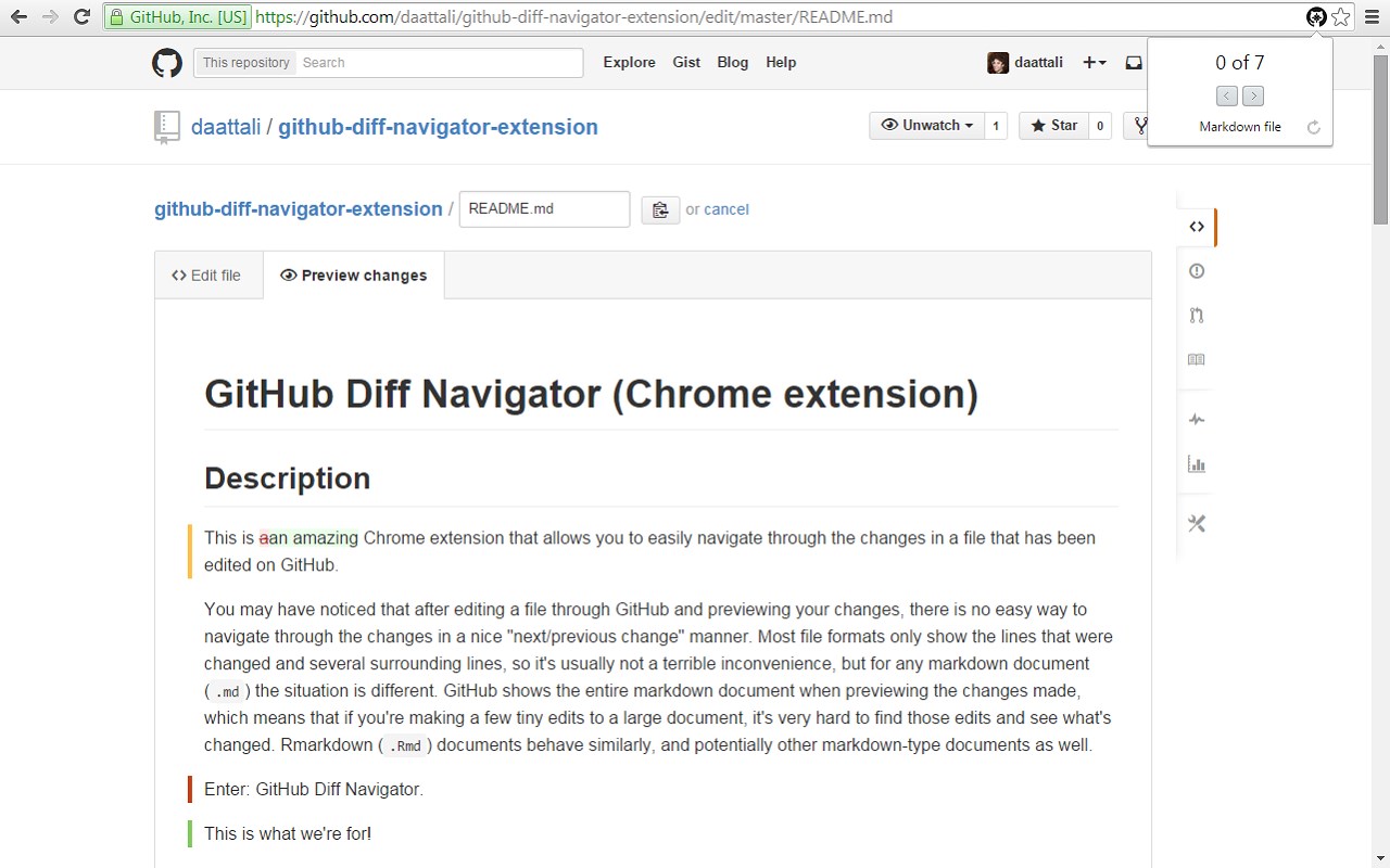Diff Navigator for GitHub