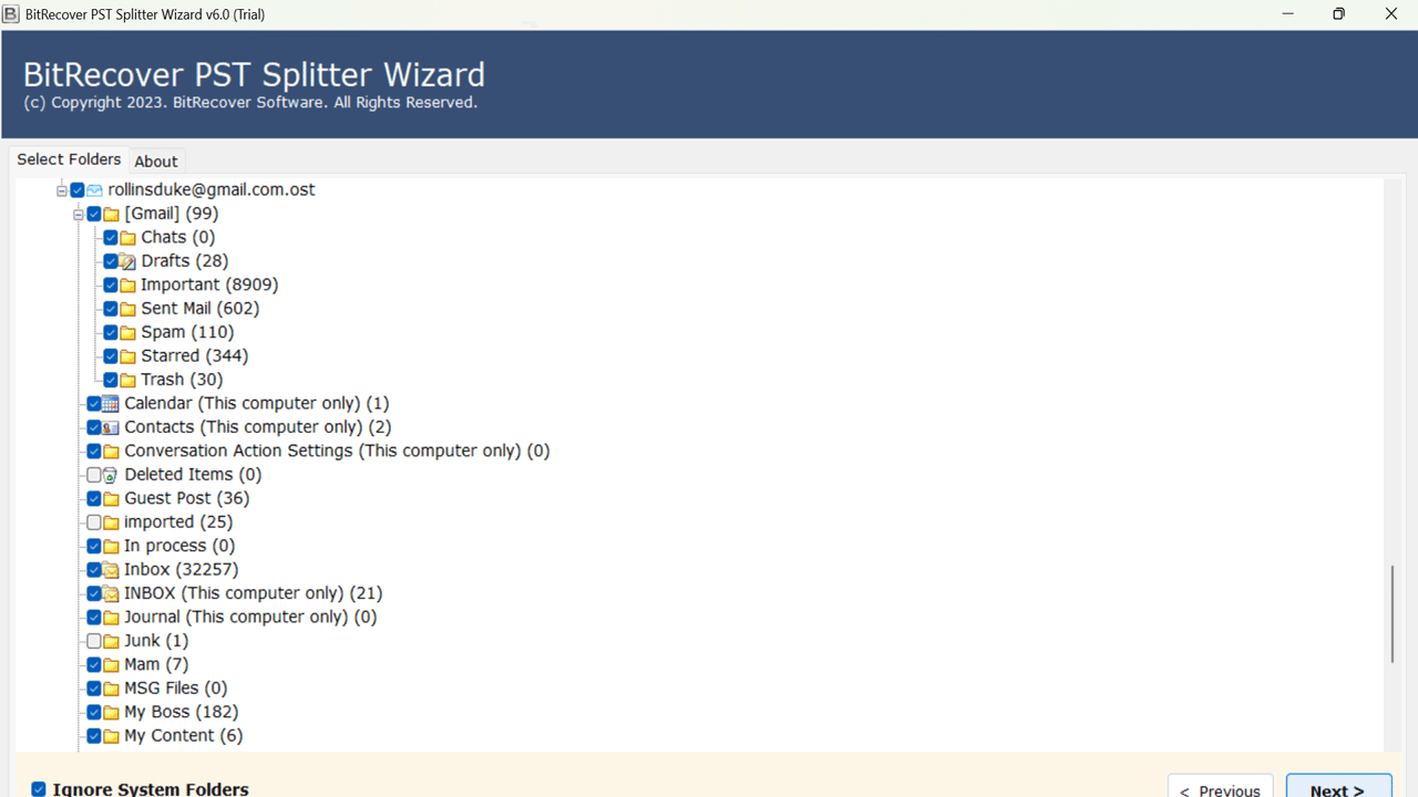 Snapshot 4 of BitRecover for PST Splitter