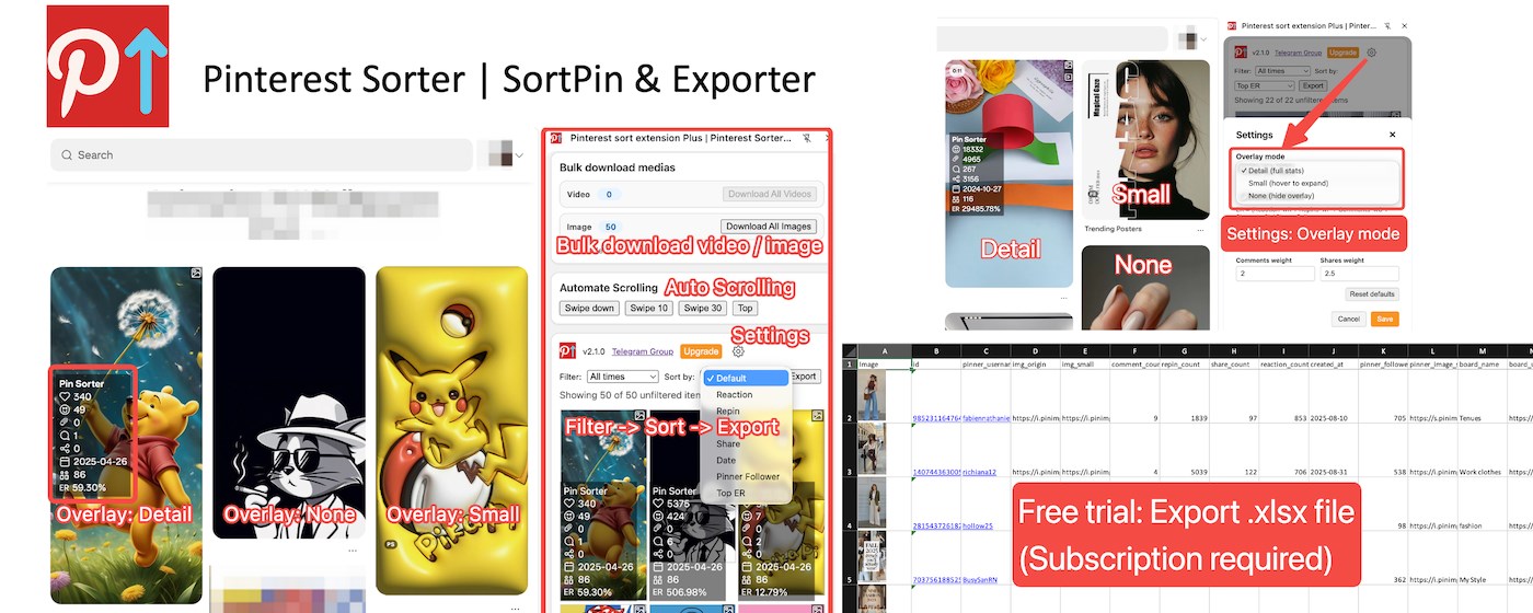 Pinterest Sorter & Exporter