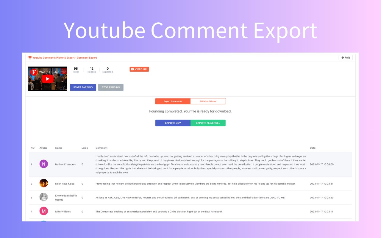 YouTube™ Comment Picker