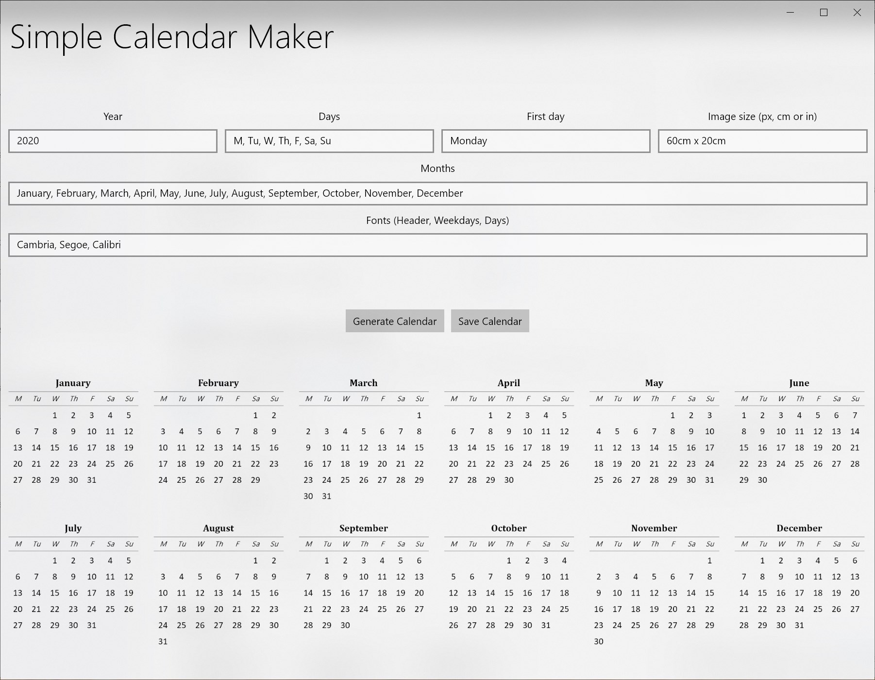【图】Simple Calendar Maker(截图3)