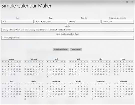 Simple Calendar Maker screenshot 2
