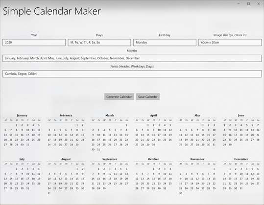 Simple Calendar Maker for Windows 10 PC Free Download Best Windows 10