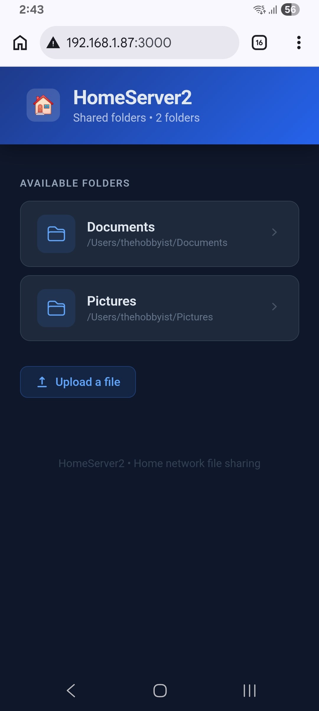 HomeServer screenshot