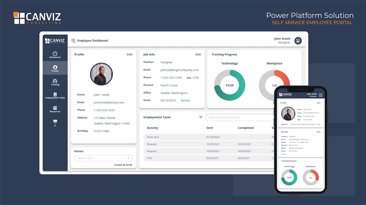 Snapshot 2 of Self Service Employee Portal - Power Platform 4-Wk Proof of Concept