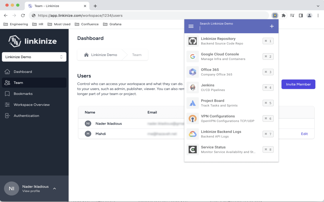 Linkinize - Bookmark Manager for Teams