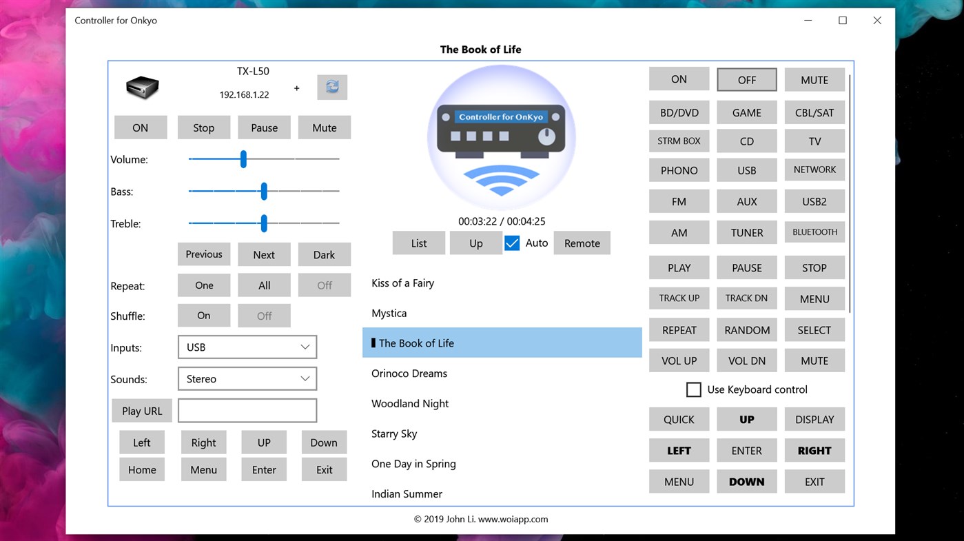 #1. Controller for Onkyo (Windows) 由: John Li