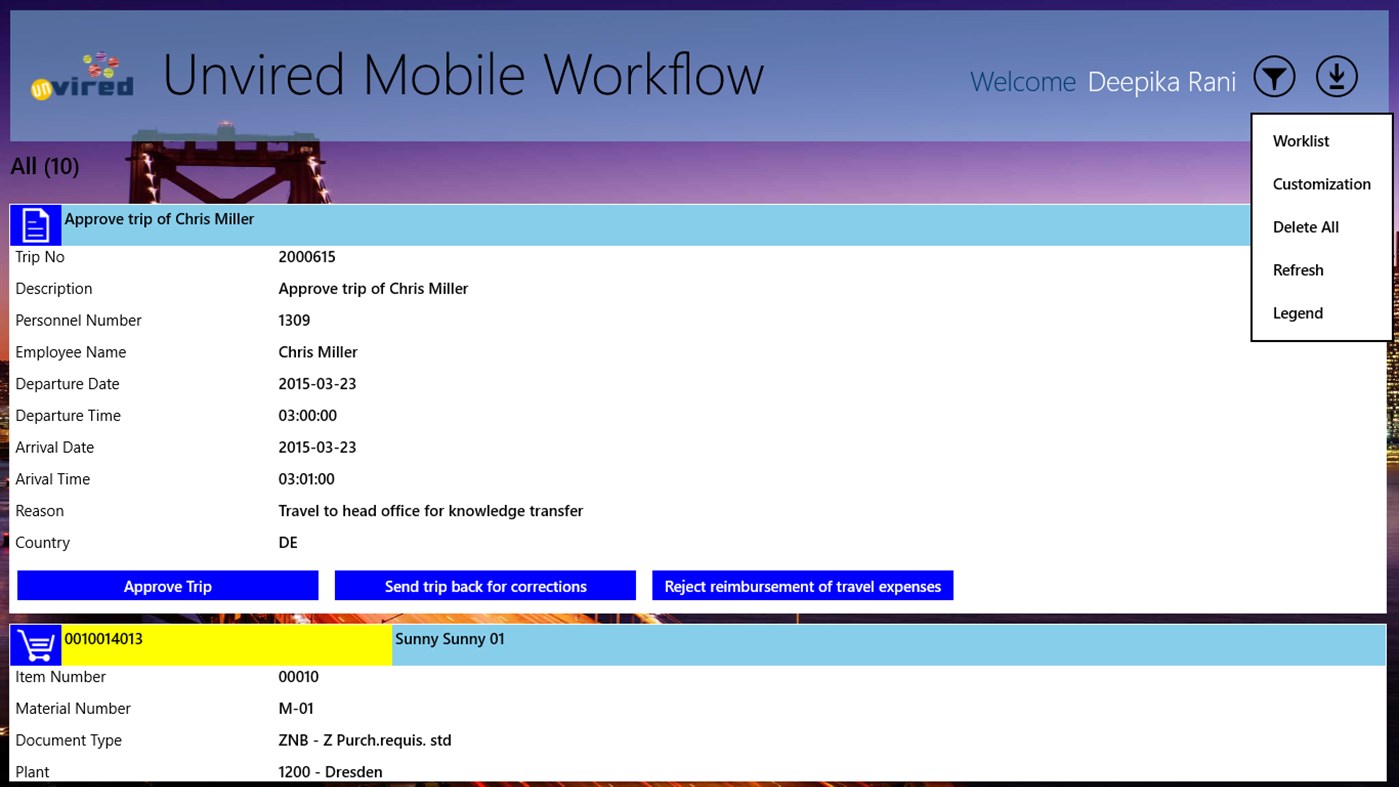 #5. Unvired Workflow for SAP (Windows) 게시자: Unvired Software India Pvt Ltd