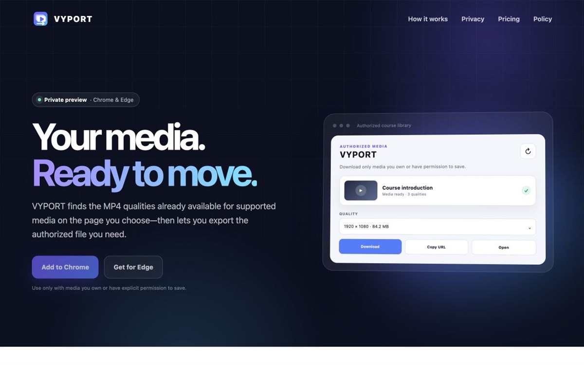 VYPORT — Authorized MP4 Exporter