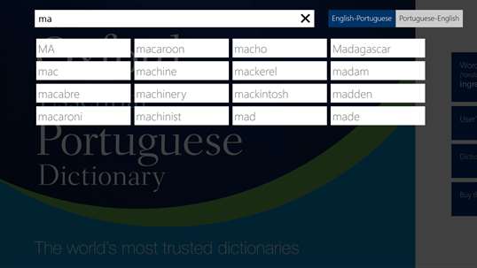 Oxford Essential Portuguese Dictionary screenshot 2