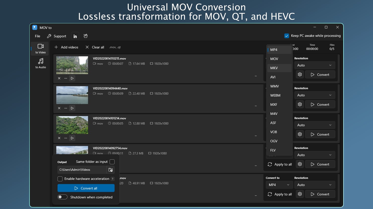 MOV to MP4 Converter - HEVC & ProRes Studio screenshot