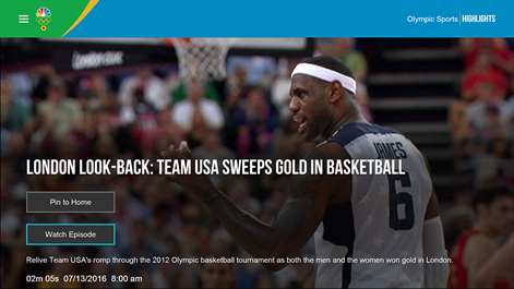 Screenshot: Olympics Detail Page for a Highlight 3