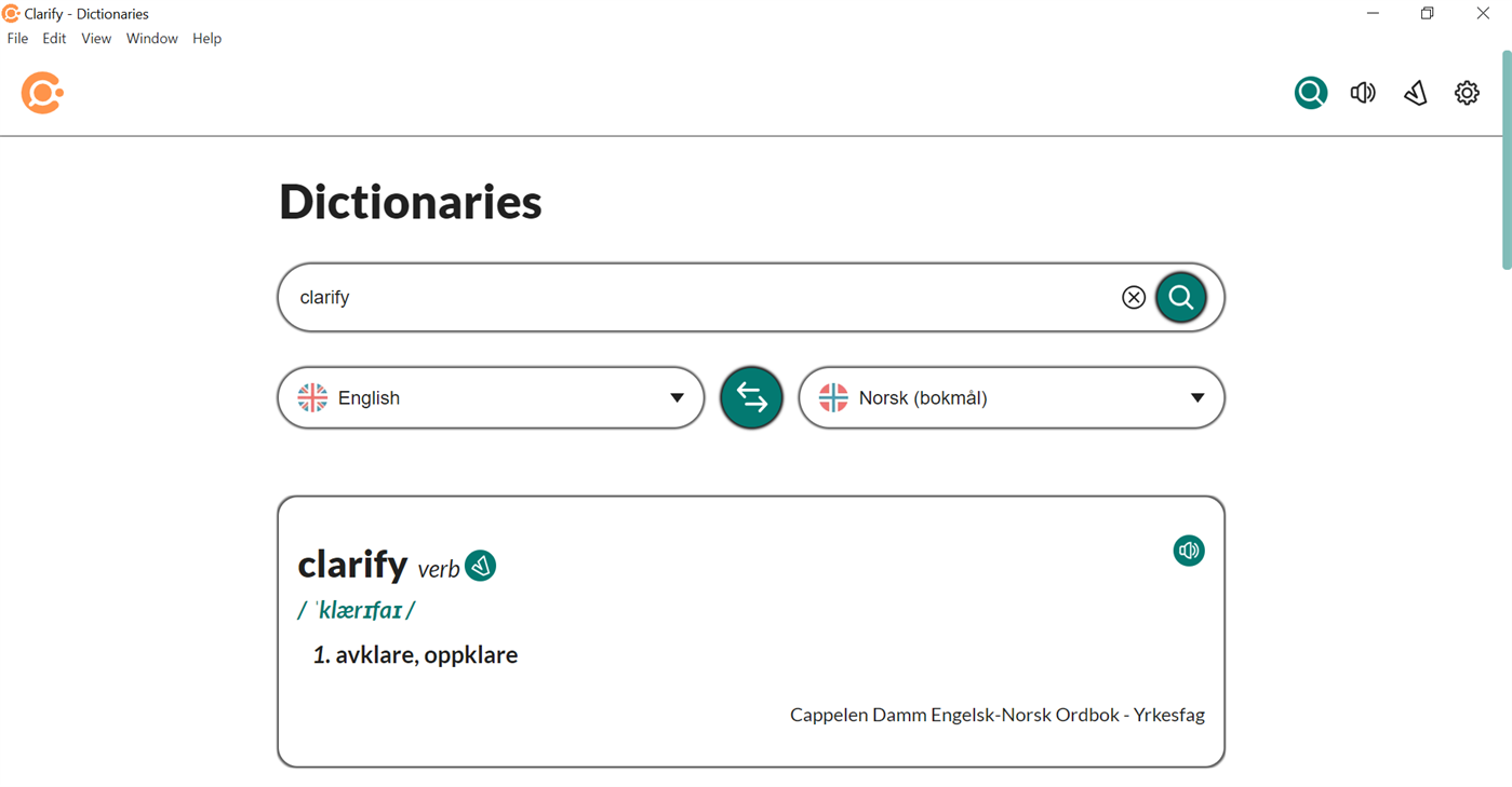 #2. Clarify Dictionaries (Windows) De: Clarify AS (NO)