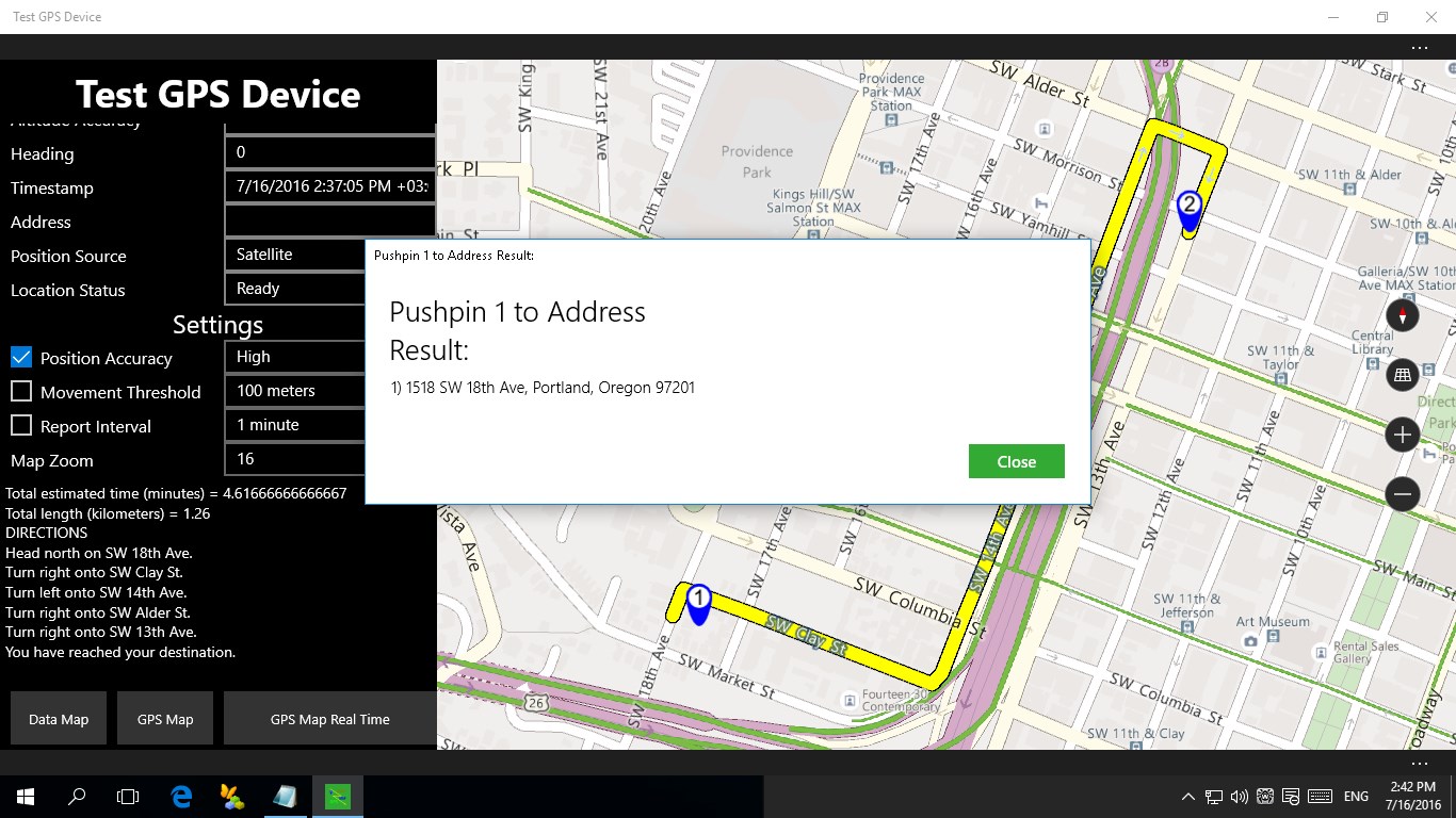 Test GPS Device for Windows 10