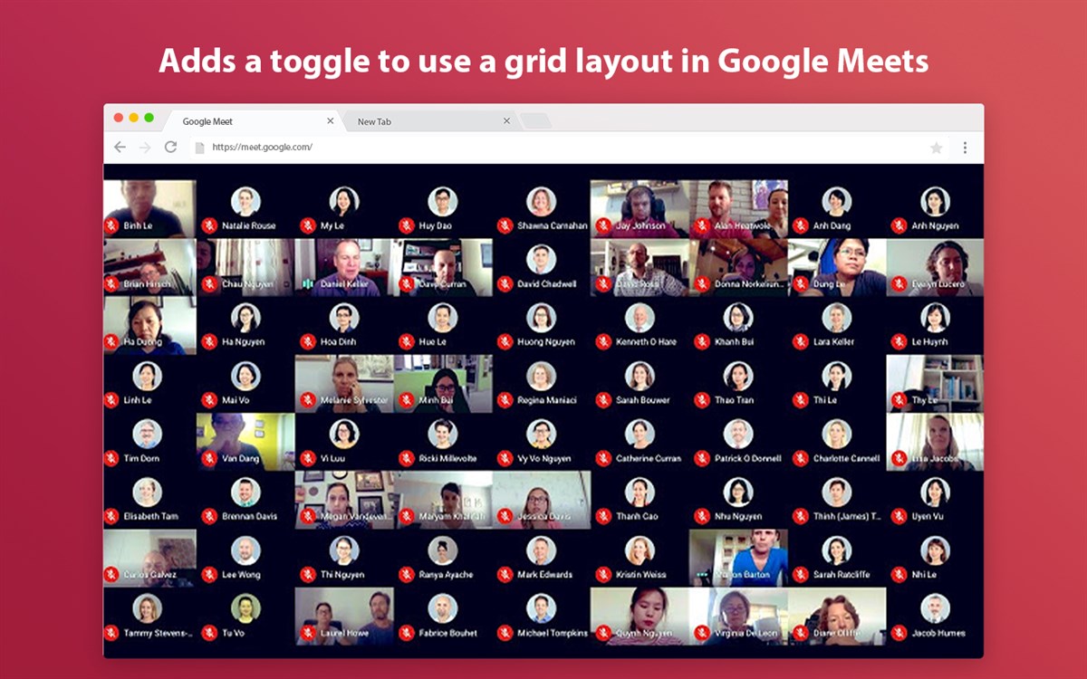 Grid View For Google Meet