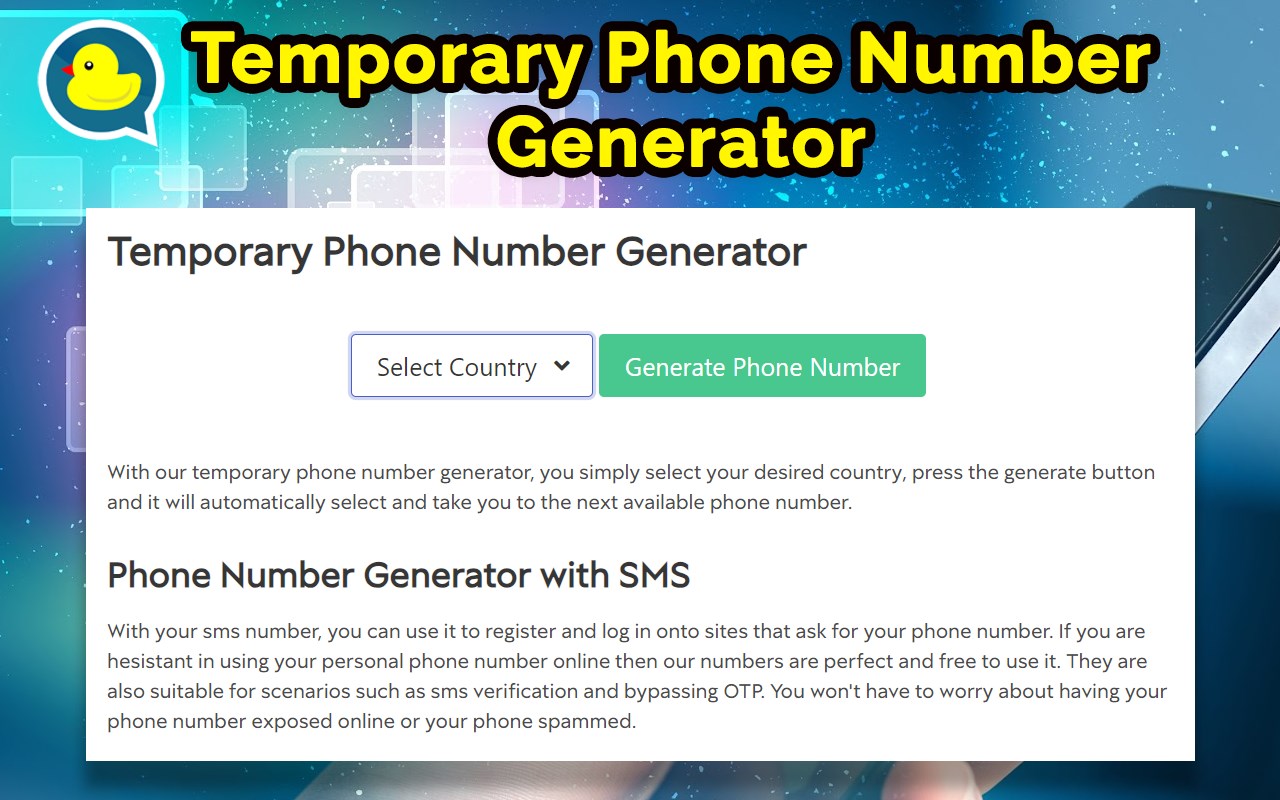 Temporary Phone Number Generator